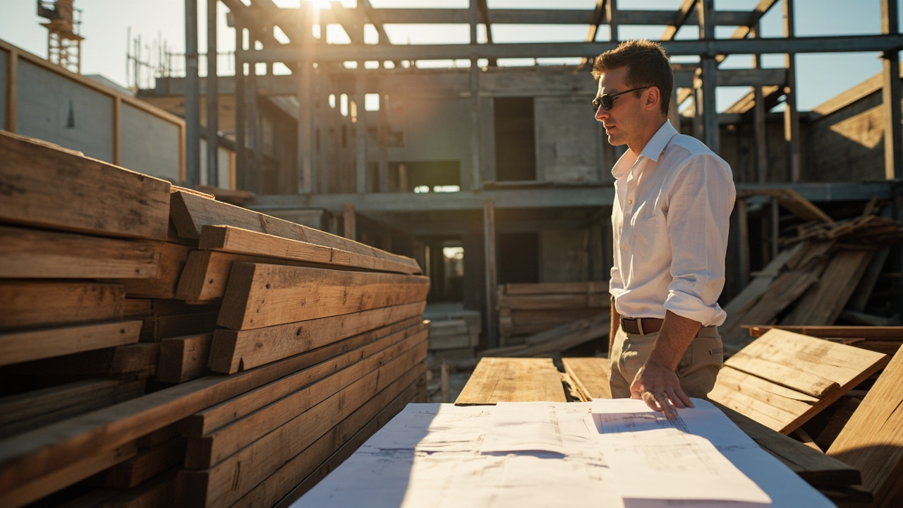 A worker handles durable bricks at a Sydney construction site.
