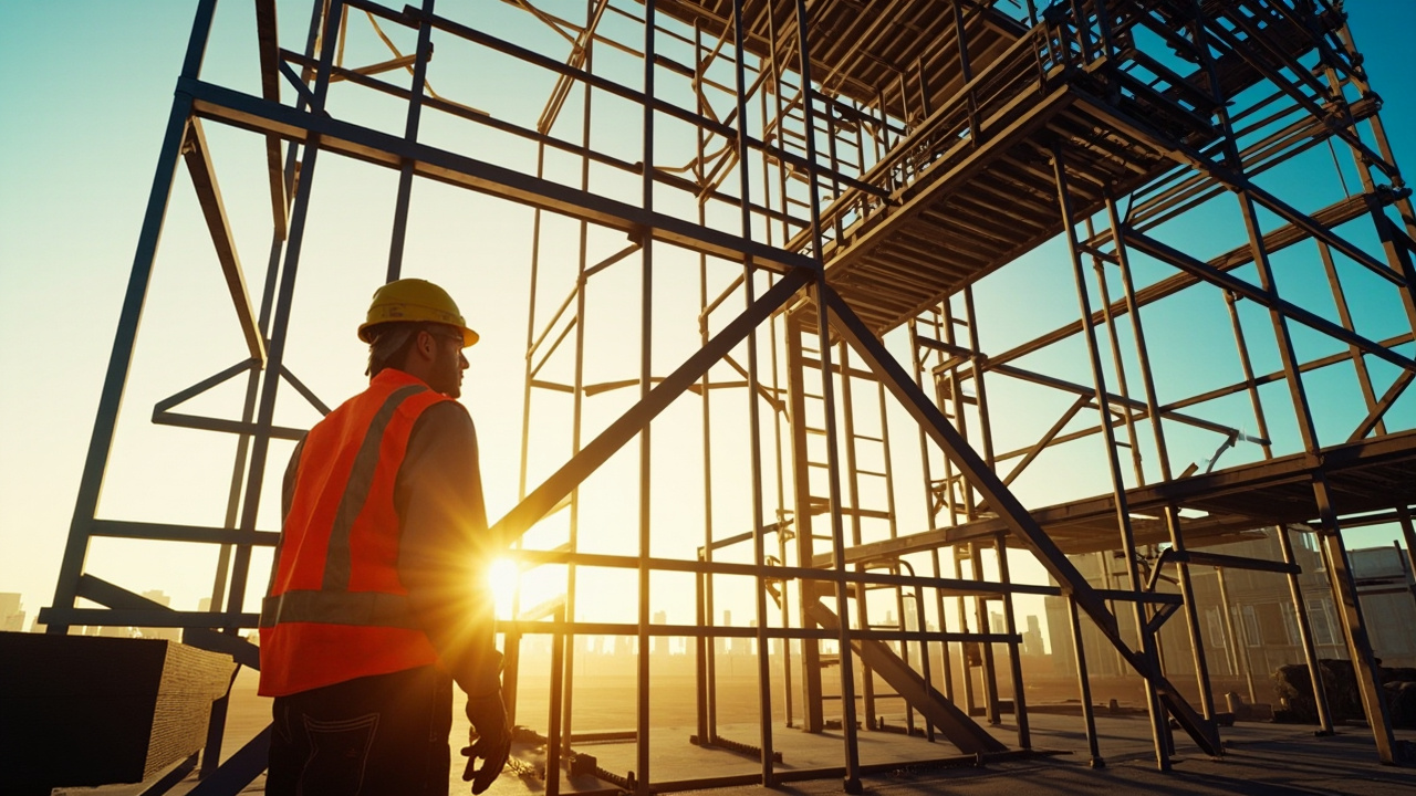 Steel beams forming the backbone of a Melbourne building site.
