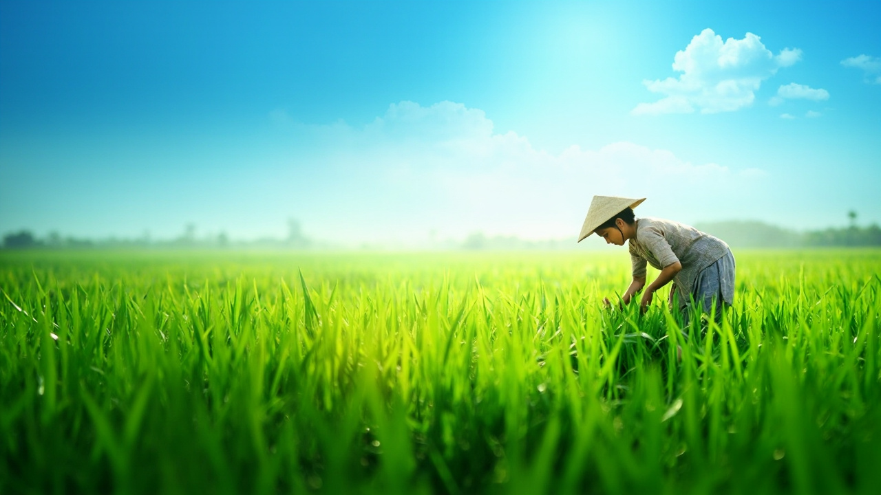 Lush rice fields in Vietnam’s Mekong Delta.