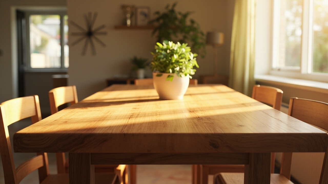 Acacia wood table showcasing natural elegance.