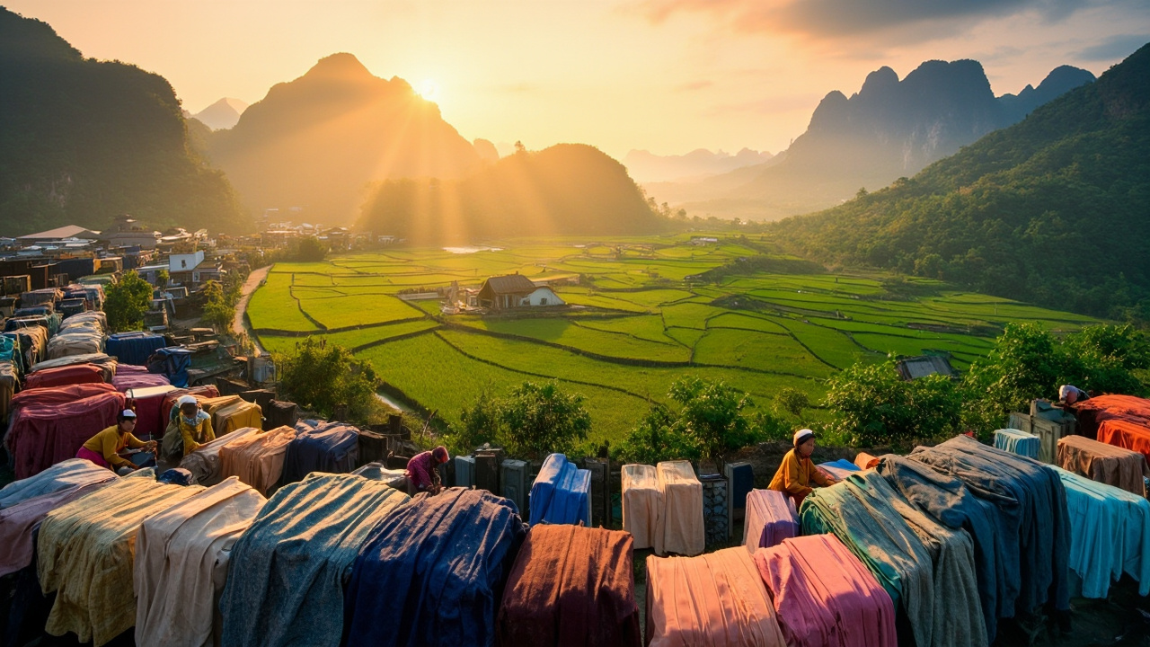 Eco-friendly fabric manufacturing in Vietnam's scenic landscape
