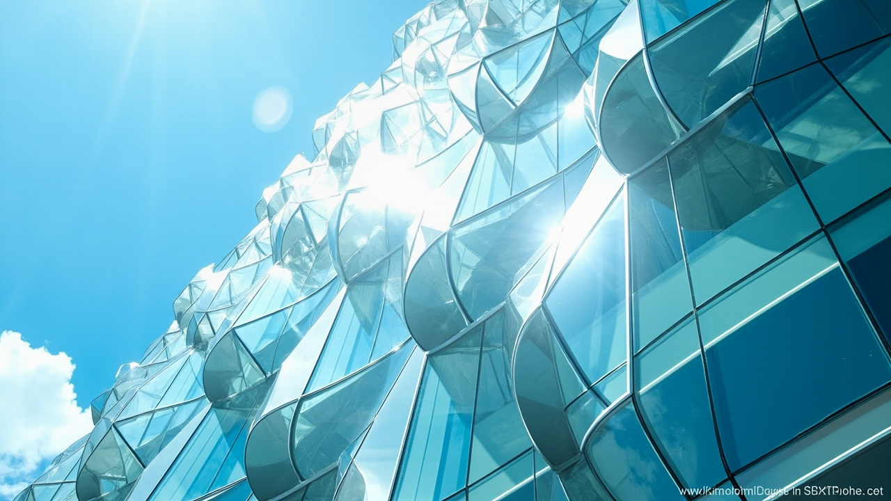 Modern building facade showcasing Vietnamese shaped glass panels.